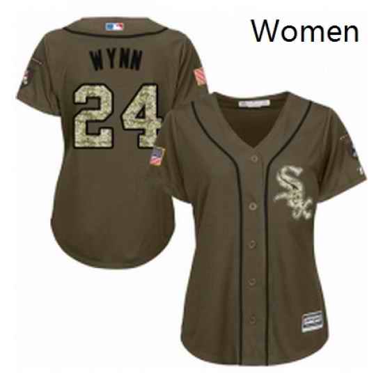 Womens Majestic Chicago White Sox 24 Early Wynn Authentic Green Salute to Service MLB Jersey